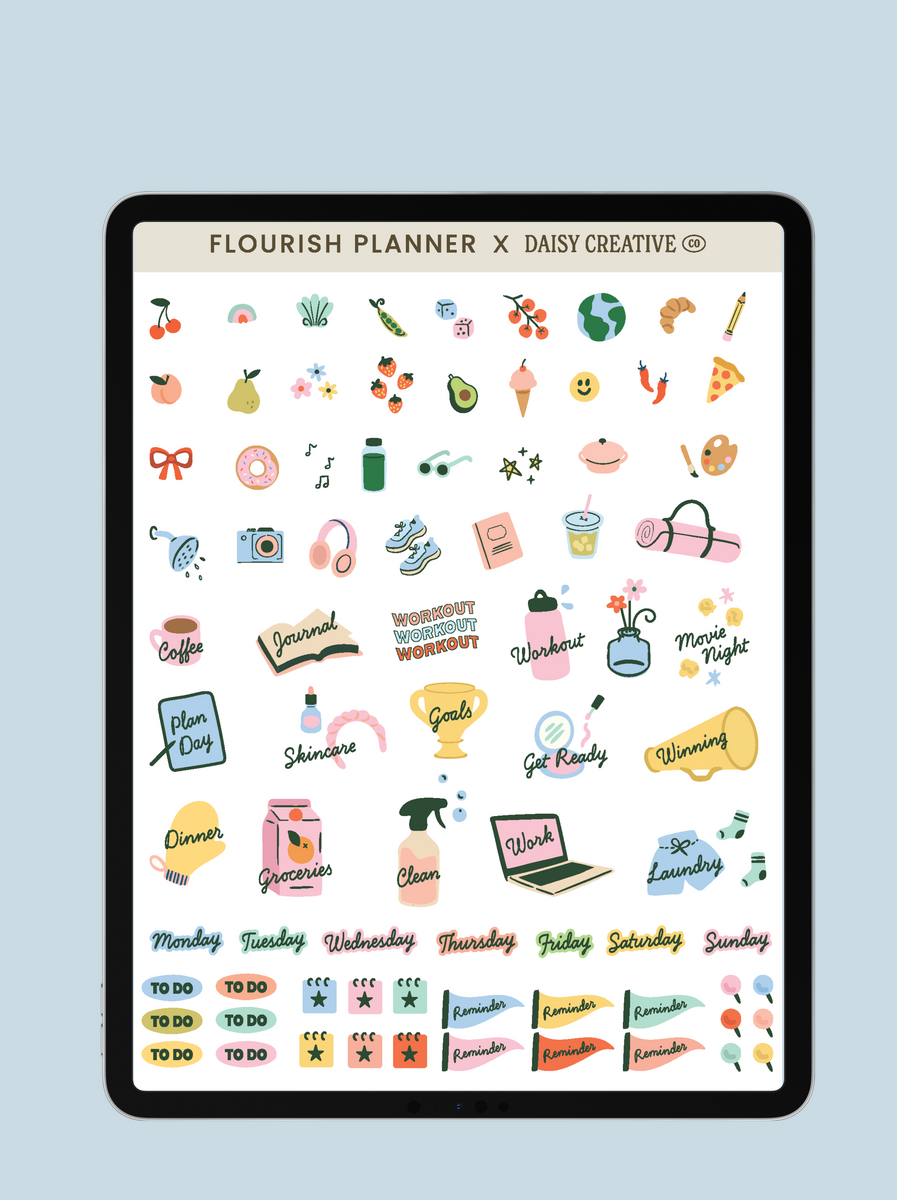 2025 Productivity Stickers Flourish Planner