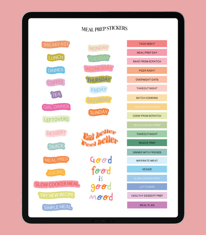 Meal Planning Digital Stickers